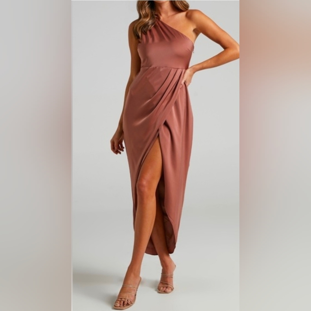 Showpo Asymmetrical Dress in Dusty Rose